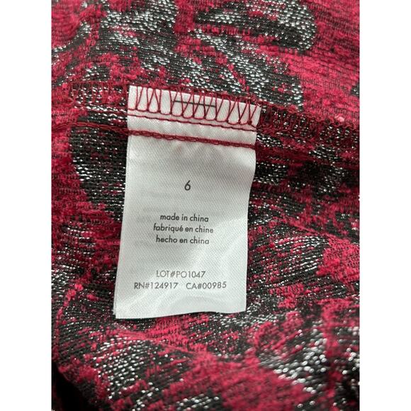 NWT Rachel Parcell Womens Red Metallic Floral Hi-Low Fit & Flare Skirt Size 6 - Picture 7 of 11